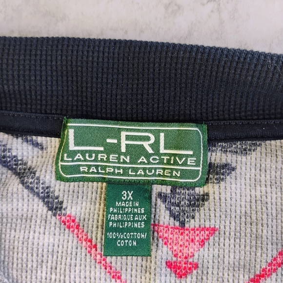 Ralph Lauren Active Aztec Pullover Top Womens 3X Tribal Waffle Knit Southwest - Picture 5 of 11